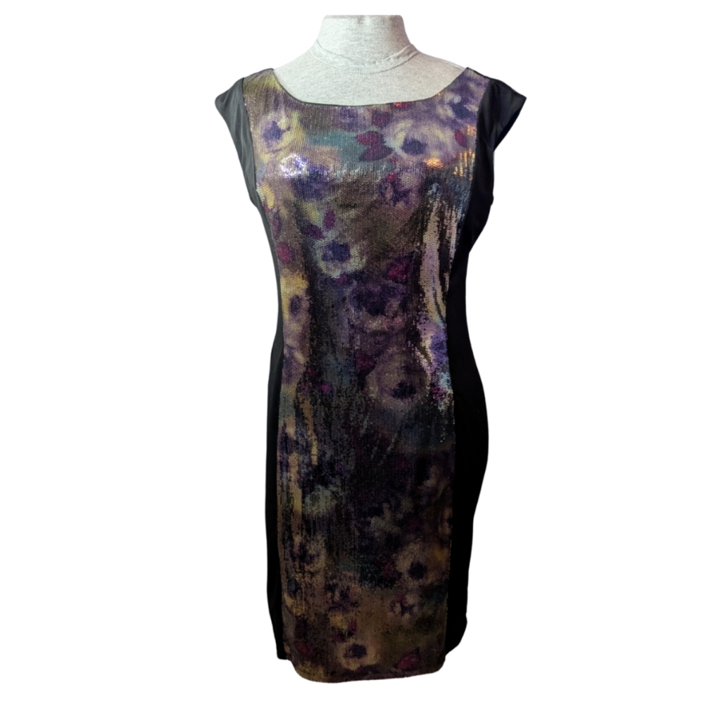 Cleo Purple Sheath Midi Dress Bateau Neckline Sleeveless